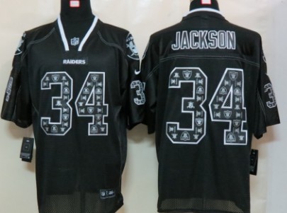 Nike Oakland Raiders #34 Bo Jackson Lights Out Black Ornamented Elite Jersey 