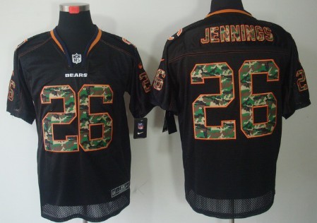 Nike Chicago Bears #26 Tim Jennings Black With Camo Elite Jersey