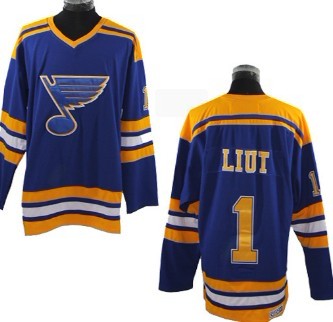 St. Louis Blues #1 Mike Liut Blue Throwback CCM Jersey 