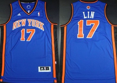 New York Knicks #17 Jeremy Lin Revolution 30 Blue Swingman Jersey 