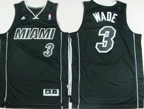 Miami Heat #3 Dwyane Wade Revolution 30 Swingman All Black With White Jersey