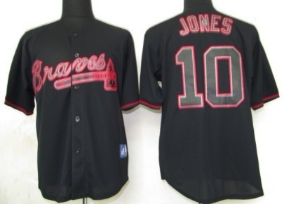 Atlanta Braves #10 Chipper Jones Black Fashion Jersey 