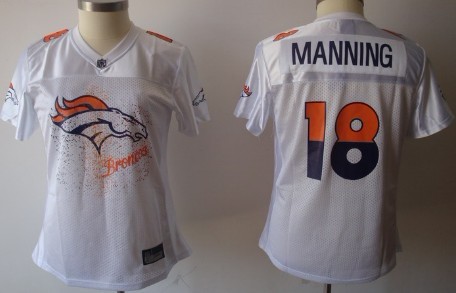 Denver Broncos #18 Peyton Manning White Fem Fan Womens Jersey