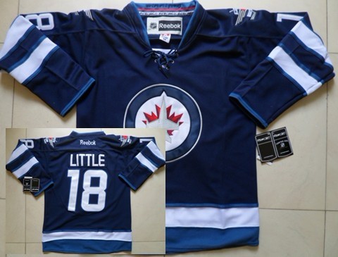 Winnipeg Jets #18 Bryan Little Navy Blue Jersey