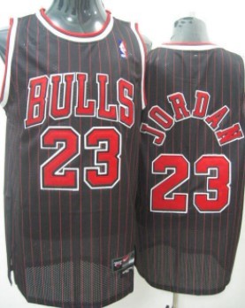 Chicago Bulls #23 Michael Jordan Black Pinstripe Swingman Jersey 