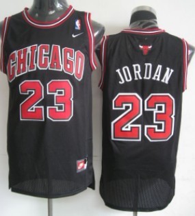 Chicago Bulls #23 Michael Jordan Black With Chicago Swingman Jersey 