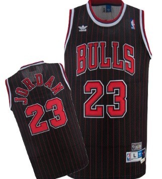 Chicago Bulls #23 Michael Jordan Black Pinstripe Swingman Throwback Jersey 