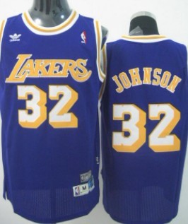 Los Angeles Lakers #32 Magic Johnson Purple Swingman Throwback Jersey