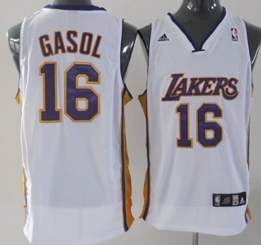 Los Angeles Lakers #16 Paul Gasol White Swingman Jersey 