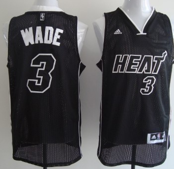 Miami Heat #3 Dwyane Wade All Black With White Swingman Jersey 