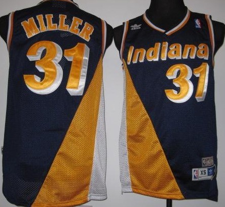 Indiana Pacers #31 Reggie Miller Navy Blue/Yellow Swingman Throwback Jersey