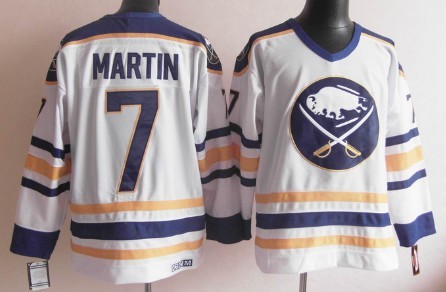 Buffalo Sabres #7 Rick Martin White Throwback CCM Jersey 