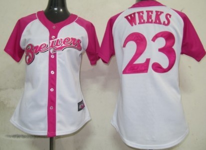 Milwaukee Brewers #23 Rickie Weeks 2012 Fashion Womens by Majestic Athletic Jersey 