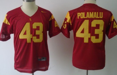 USC Trojans #43 Troy Polamalu Red Kids Jersey 