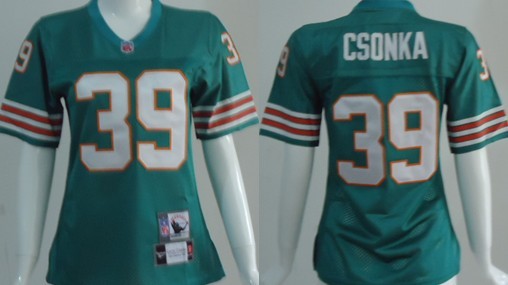 Miami Dolphins #39 Larry Csonka Green Throwback Womens Jersey