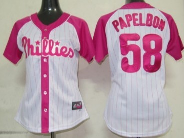 Philadelphia Phillies #58 Jonathan Papelbon  2012 Fashion Womens by Majestic Athletic Jersey 