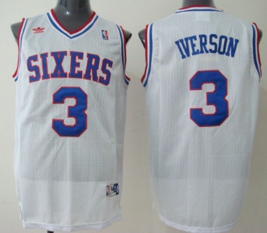 Philadelphia Sixers #3 Allen Iverson White Swingman Throwback Jersey