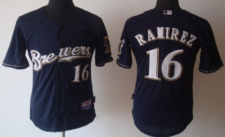 Milwaukee Brewers #16 Aramis Ramirez Navy Blue Jersey