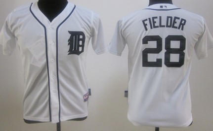 Detroit Tigers #28 Prince Fielder White Kids Jersey