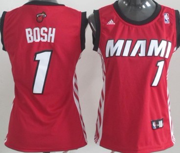 Miami Heat #1 Chris Bosh Red Womens Jersey