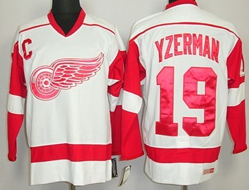 Detroit Red Wings #19 Steve Yzerman White Throwback CCM Jersey 