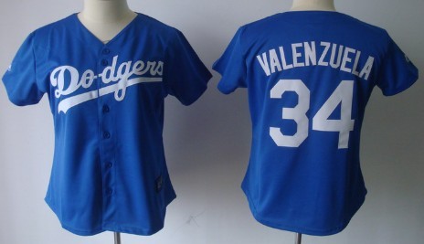 Los Angeles Dodgers #34 Fernando Valenzuela Blue Womens Jersey 