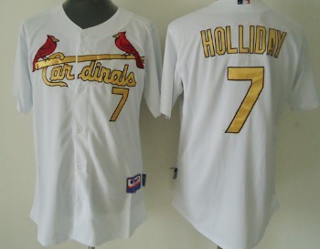 St. Louis Cardinals #7 Matt Holliday White With Gold Kids Jersey 