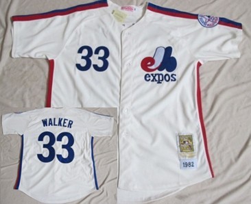 Montreal Expos #33 Larry Walker 1982 Cream Throwback Jersey