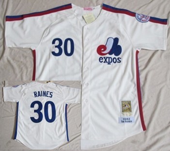 Montreal Expos #30 Tim Raines 1982 Cream Throwback Jersey 