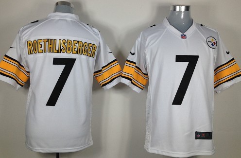 Nike Pittsburgh Steelers #7 Ben Roethlisberger White Game Jersey 