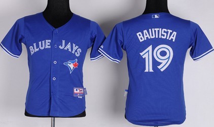 Toronto Blue Jays #19 Jose Bautista Blue Kids Jersey 