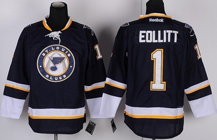 St. Louis Blues #1 Brian Elliott Navy Blue Third Jersey 