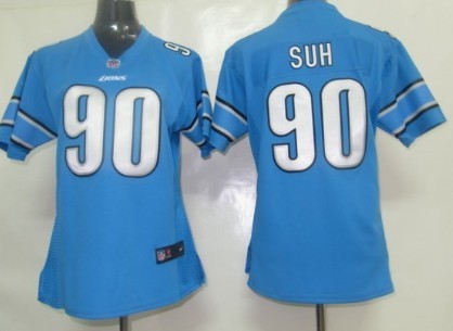 Nike Detroit Lions #90 Ndamukong Suh Light Blue Game Womens Jersey