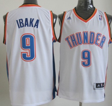 Oklahoma City Thunder #9 Serge Ibaka Revolution 30 Swingman White Jersey 