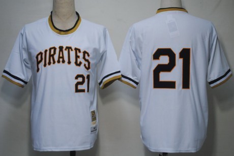 Pittsburgh Pirates #21 Roberto Clemente 1971 White Throwback Jersey 