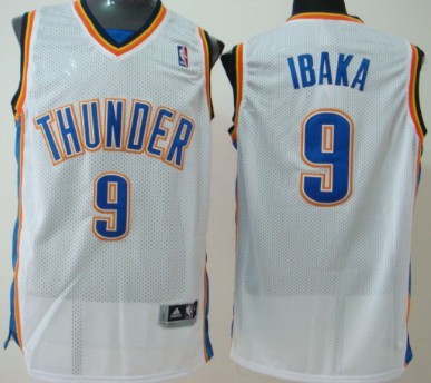 Oklahoma City Thunder #9 Serge Ibaka White Swingman Jersey 