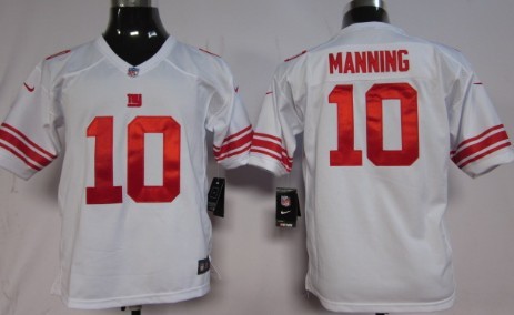 Nike New York Giants #10 Eli Manning White Game Kids Jersey 