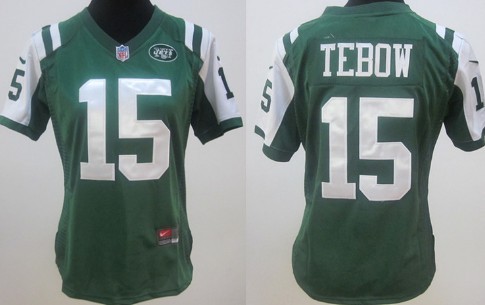 Nike New York Jets #15 Tim Tebow Green Game Womens Jersey