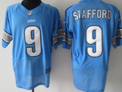 Nike Detroit Lions #9 Matthew Stafford Light Blue Elite Jersey 