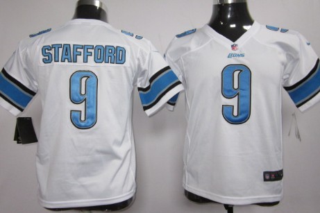 Nike Detroit Lions #9 Matthew Stafford White Game Kids Jersey 