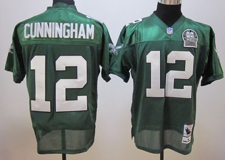 Philadelphia Eagles #12 Randall Cunningham Dark Green Throwback 99TH Jersey 