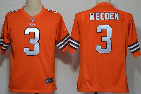 Nike Cleveland Browns #3 Brandon Weeden Orange Game Jersey 