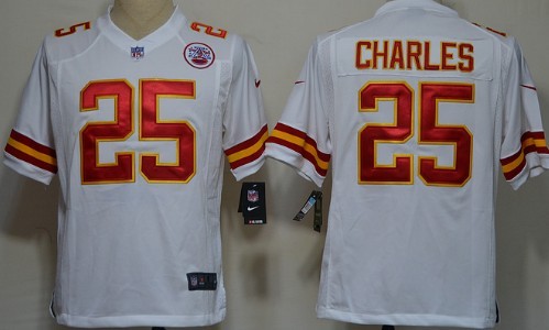 Nike Kansas City Chiefs #25 Jamaal Charles White Game Jersey 