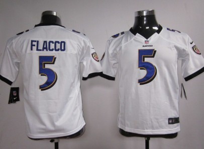 Nike Baltimore Ravens #5 Joe Flacco White Game Kids Jersey 