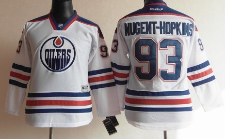 Edmonton Oilers #93 Ryan Nugent-Hopkins White Kids Jersey