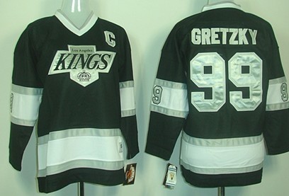 Los Angeles Kings #99 Wayne Gretzky Black Throwback CCM Kids Jersey 