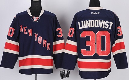 New York Rangers #30 Henrik Lundqvist Navy Blue Third 85TH Kids Jersey