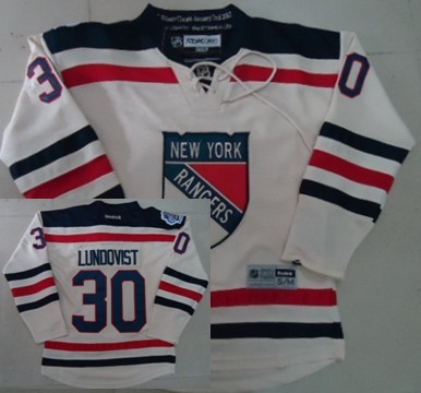 New York Rangers #30 Henrik Lundqvist 2012 Winter Classic Cream Kids Jersey 