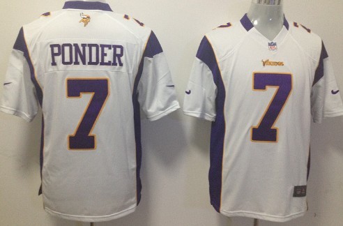 Nike Minnesota Vikings #7 Christian Ponder White Game Jersey 