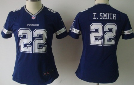 Nike Dallas Cowboys #22 Emmitt Smith Blue Game Womens Jersey